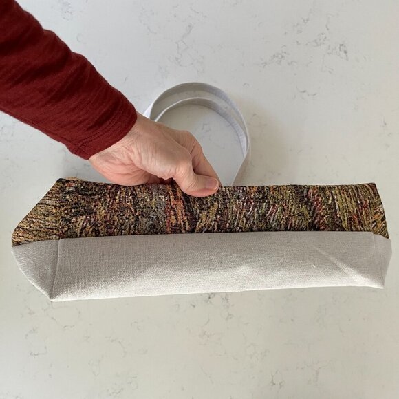 Textured Landscape Print Lined Zip Closure Shopping Utility Tote Bag Multi Color - Picture 4 of 9